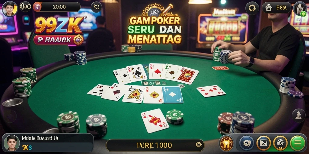 Screenshot 99ZK menampilkan pemain sedang berkompetisi dalam permainan Poker.