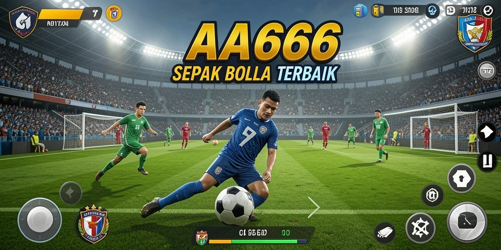Tampilan gameplay seru di AA666 dengan aksi sepak bola yang mendebarkan.