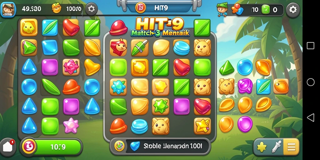 Tampilan gameplay HIT9 dengan tantangan seru Match-3.