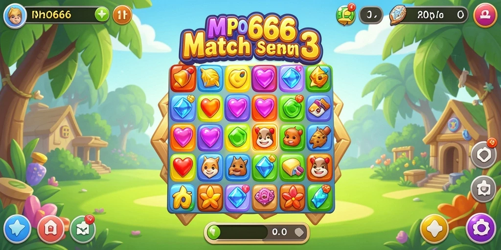 Tampilan gameplay seru dari MPO666 dengan berbagai tantangan Match-3.