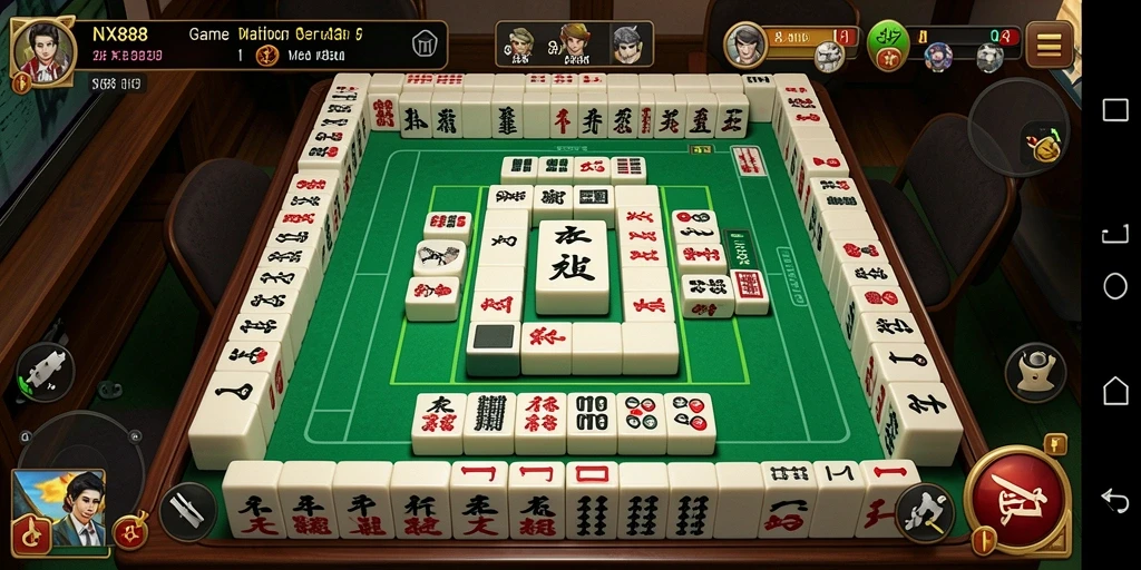 Screenshot NX888 menampilkan gameplay Mahjong yang seru dan interaktif.
