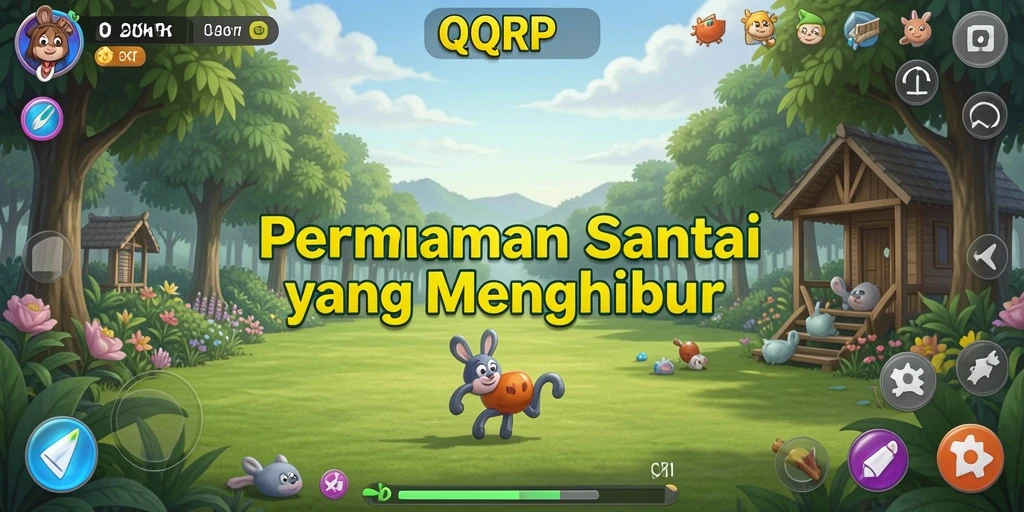 Screenshot utama QQRP menampilkan antarmuka gameplay yang cerah dan menarik.