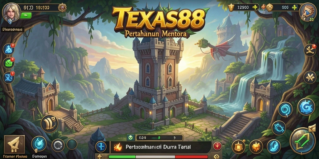 Tampilan gameplay Tower Defense yang menarik dan dinamis di TEXAS88.